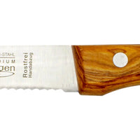 Gabel & Steakmesser mit Olivenholz - Rostfrei