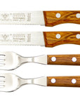 Gabel & Steakmesser mit Olivenholz - Rostfrei