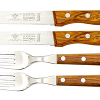 Gabel & Steakmesser mit Olivenholz - Rostfrei