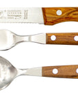 Gabel, Löffel & Steakmesser mit Olivenholz - Rostfrei