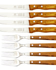 Gabel & Steakmesser mit Olivenholz - Rostfrei