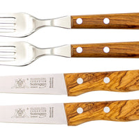 Gabel & Messer mit Olivenholz - Rostfrei