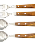 Gabel & Löffel mit Olivenholz - Rostfrei