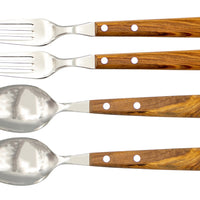 Gabel & Löffel mit Olivenholz - Rostfrei