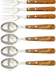 Gabel & Löffel mit Olivenholz - Rostfrei