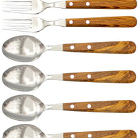 Gabel & Löffel mit Olivenholz - Rostfrei