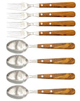 Gabel & Löffel mit Olivenholz - Rostfrei