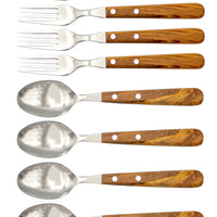 Gabel & Löffel mit Olivenholz - Rostfrei