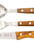 Gabel, Löffel & Messer mit Olivenholz - Rostfrei