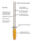 IOXIO Keramik Wetzstab DUO OLIVE WOOD oval für Normal- & Feinschliff F360 F1000