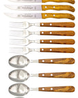 Gabel, Löffel & Brotzeitmesser mit Olivenholz - Rostfrei