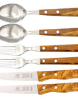 Gabel, Löffel & Messer mit Olivenholz - Rostfrei