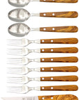 Gabel, Löffel & Messer mit Olivenholz - Rostfrei