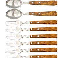Gabel, Löffel & Messer mit Olivenholz - Rostfrei
