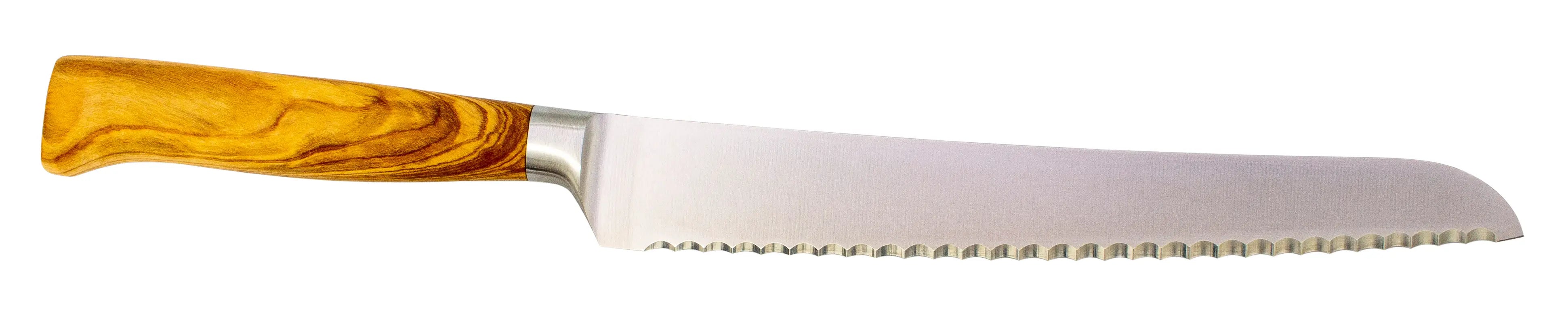 XXL Set - geschmiedete Kochmesser, Brotmesser & Santokumesser mit Olivenholz - Rostfrei