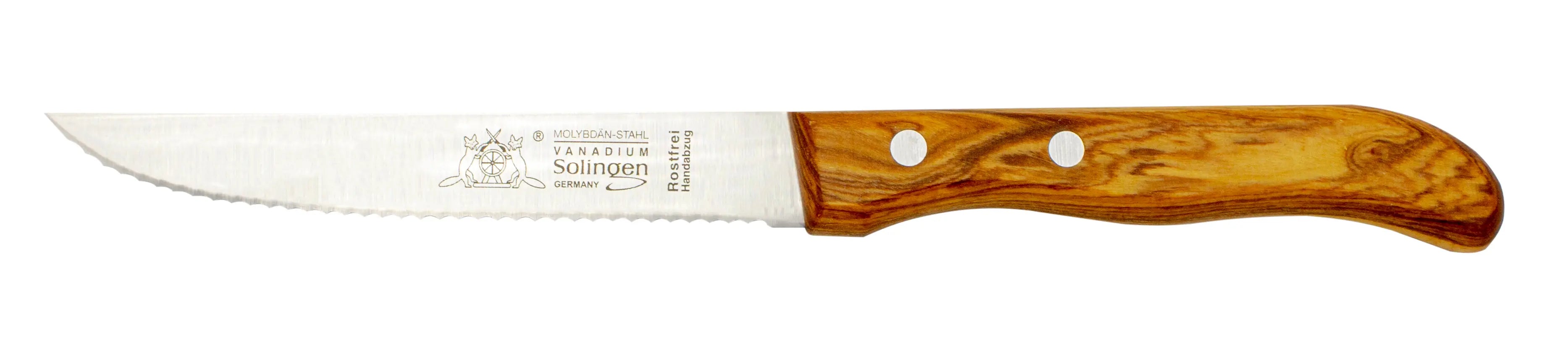 Gabel, Löffel &amp; Steakmesser mit Olivenholz - Rostfrei