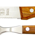 Gabel & Steakmesser mit Olivenholz - Rostfrei