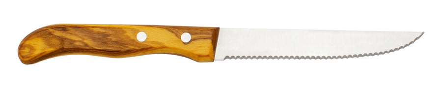 Gabel & Steakmesser mit Olivenholz - Rostfrei