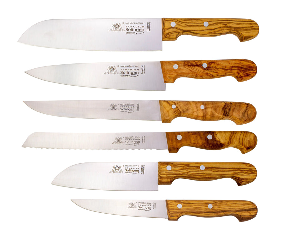 Messerset 6-tlg. mit Olivenholz - Made in Solingen