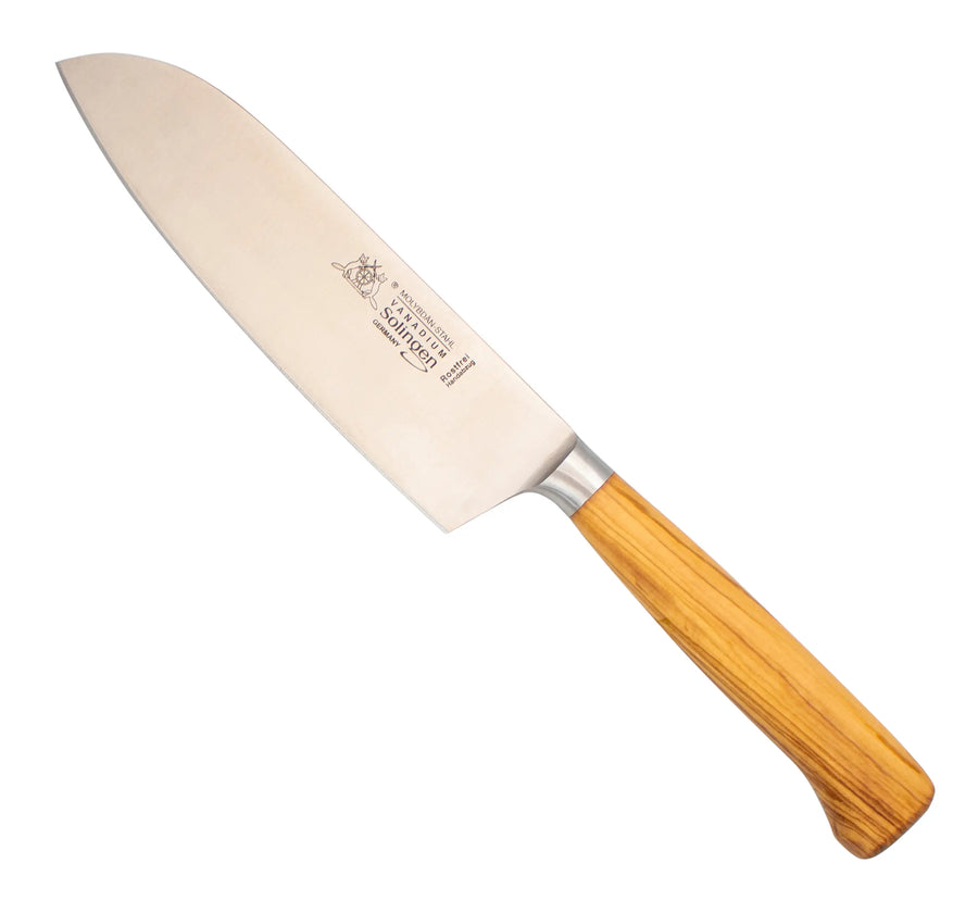 geschmiedetes Solinger Santokumesser 16cm mit Olivenholz - Rostfrei