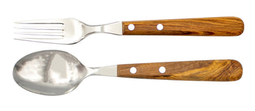 Gabel & Löffel mit Olivenholz - Rostfrei