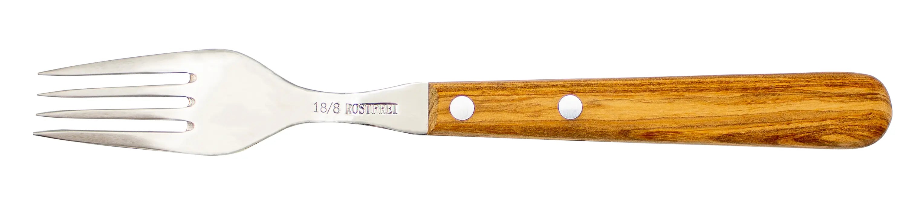 Gabel, Löffel &amp; Messer mit Olivenholz - Rostfrei