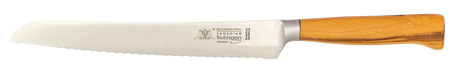 geschmiedetes Solinger Brotmesser 21,5cm mit Olivenholz - Rostfrei