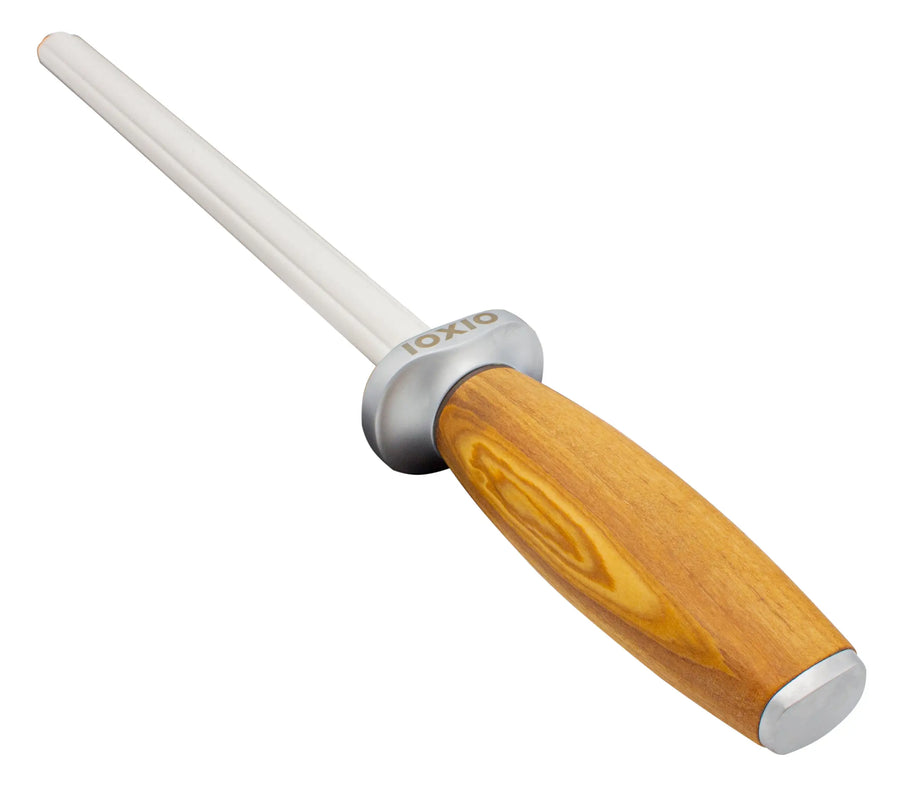 IOXIO Keramik Wetzstab OLIVE WOOD oval F1000 J3000 für den Feinschliff