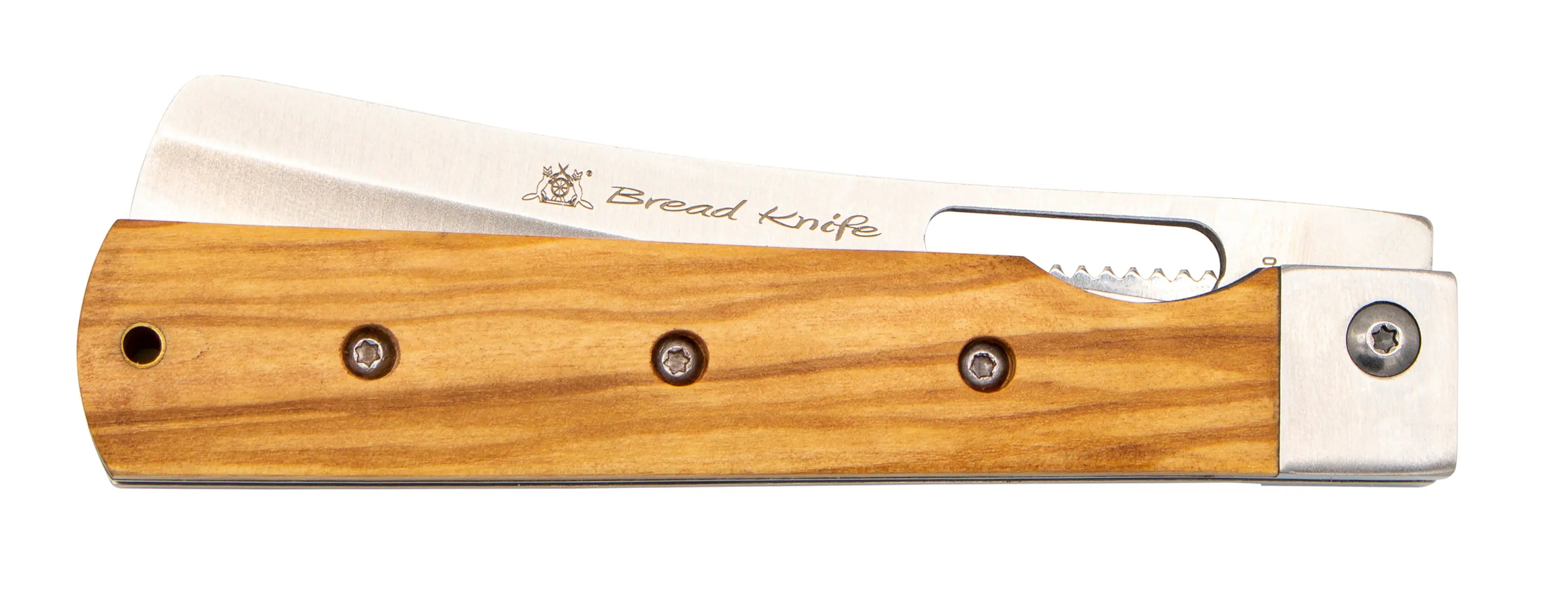 Brotmesser Taschenmesser mit Olivenholz - Rostfrei
