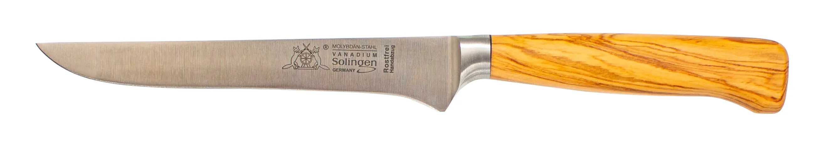 flexible Klinge - geschmiedetes Solinger Ausbeinmesser 16 cm mit Olivenholz - Rostfrei