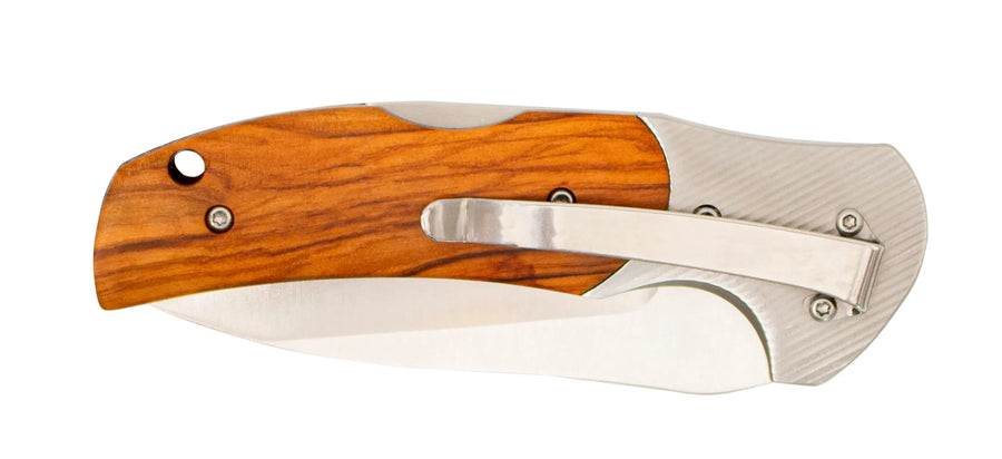 Groove Taschenmesser mit Olivenholz - Rostfrei
