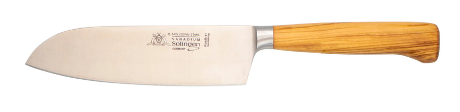 geschmiedetes Solinger Santokumesser 16cm mit Olivenholz - Rostfrei