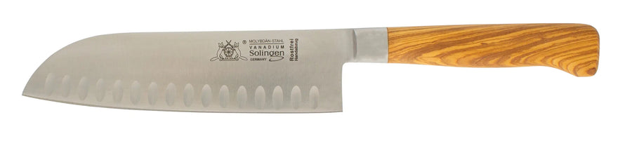 geschmiedetes Solinger Santokumesser 18cm mit Olivenholz - rostfrei