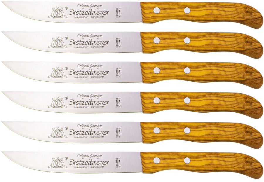 Solinger Brötchenmesser Brotzeit mit Olivenholz - Rostfrei